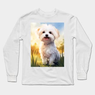 Adorable Maltese Dog on a Sunny Day Long Sleeve T-Shirt